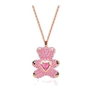Swarovski pink bear necklace